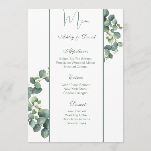 Kaart van het Wedding Menu (Voorkant)