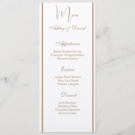 Kaart van het Wedding Menu (Voorkant)