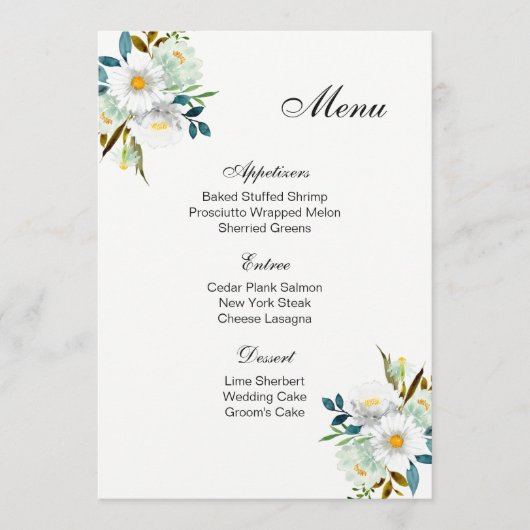 Kaart van het Wedding Menu (Voorkant)