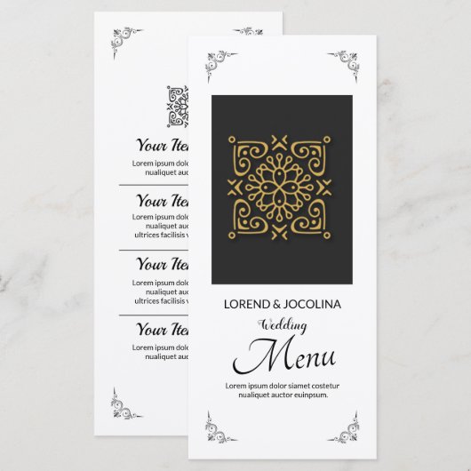 Kaart van het Wedding Menu (Voorkant / Achterkant)