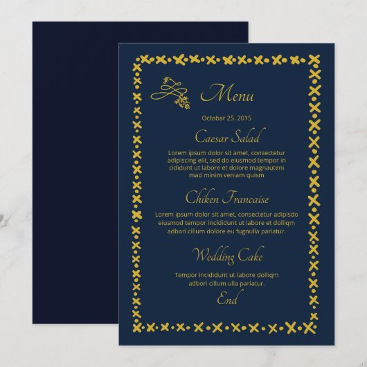 Kaart van het Wedding Menu (Voorkant / Achterkant)