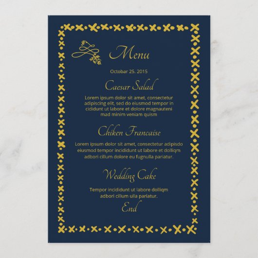 Kaart van het Wedding Menu (Voorkant)