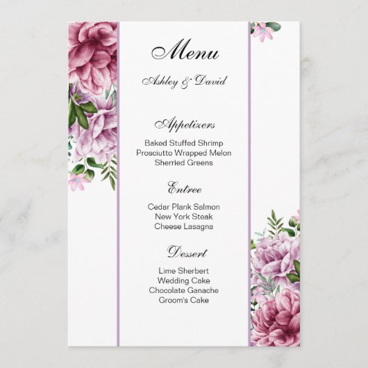 Kaart van het Wedding Menu (Voorkant)