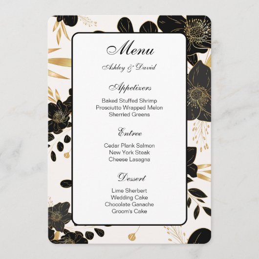 Kaart van het Wedding Menu (Voorkant)