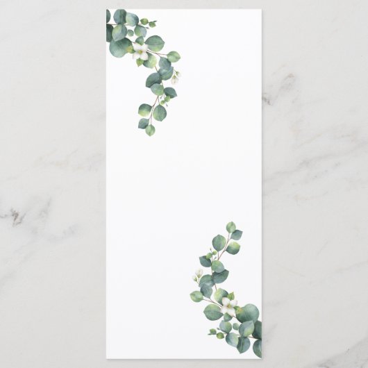 Kaart van het Wedding Menu (Achterkant)