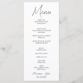 Kaart van het Wedding Menu (Voorkant)