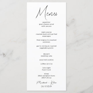 Kaart van het Wedding Menu