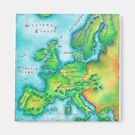 Kaart van het Western Europa Magneet (Voorkant)