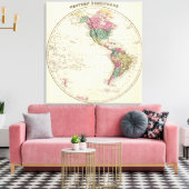 Kaart van het Westerne halfrond Canvas Afdruk (Insitu (Woonkamer))