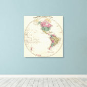 Kaart van het Westerne halfrond Canvas Afdruk (Insitu (Houten vloer))