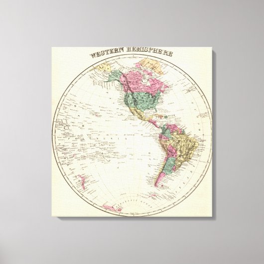 Kaart van het Westerne halfrond Canvas Afdruk (Voorkant)