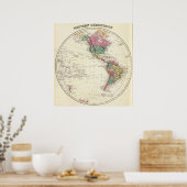 Kaart van het Westerne halfrond Poster (Keuken)