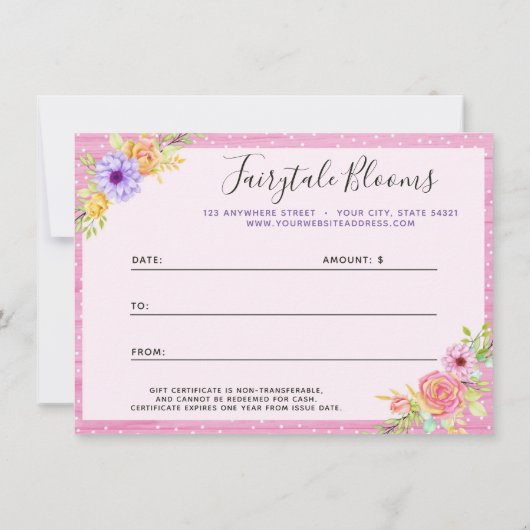Kaart van het whimsical Florence Rozen Pink Cadeau (Achterkant)