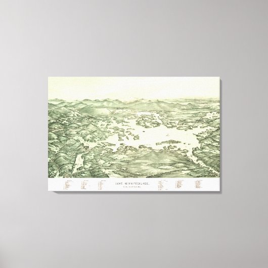Kaart van het Winnipesaukee-meer van 1903 Canvas Afdruk (Voorkant)