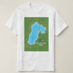 Kaart van het Wulaire meer India T-shirt