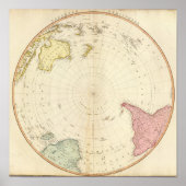 kaart van het zuidelijk halfrond poster (Voorkant)
