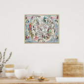 Kaart van het zuidelijk halfrond poster (Keuken)