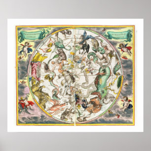 Kaart van het zuidelijk halfrond, van 'The Celesti Poster