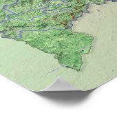 Kaart van het zuidelijke Blauwe Ridge-gebergte Poster (Hoek)