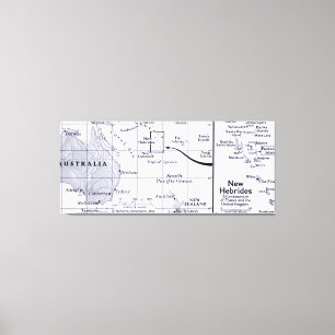 Kaart van het zuidelijke deel van de Stille Oceaan Canvas Afdruk