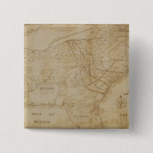 Kaart van het zuidoostelijke deel van Noord-Amerik Vierkante Button 5,1 Cm