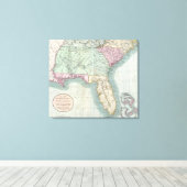  kaart van het zuidoosten van de Verenigde Staten  Canvas Afdruk (Insitu (Houten vloer))