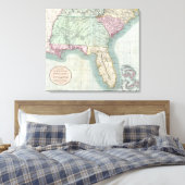  kaart van het zuidoosten van de Verenigde Staten  Canvas Afdruk (Insitu (Slaapkamer))