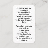 Kaart van het Zwarte Kruis begrafenisgebed Visitekaartje (Achterkant)