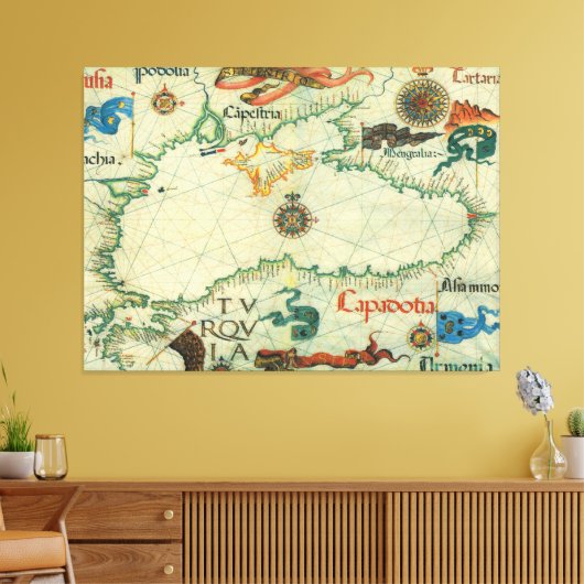  kaart van het zwarte Zee (1559) Canvas Afdruk (Insitu (Woonkamer))