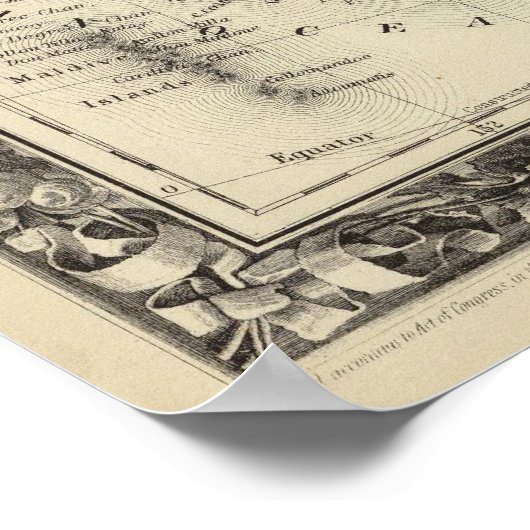 Kaart van hindoostan, verder India, China en Tibet Poster (Hoek)