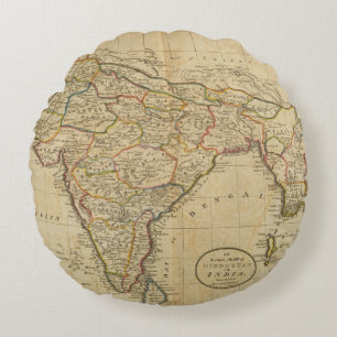 Kaart van Hindostan of India Rond Kussen