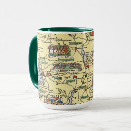 Kaart van historisch Ierland Mok (Voorkant links)