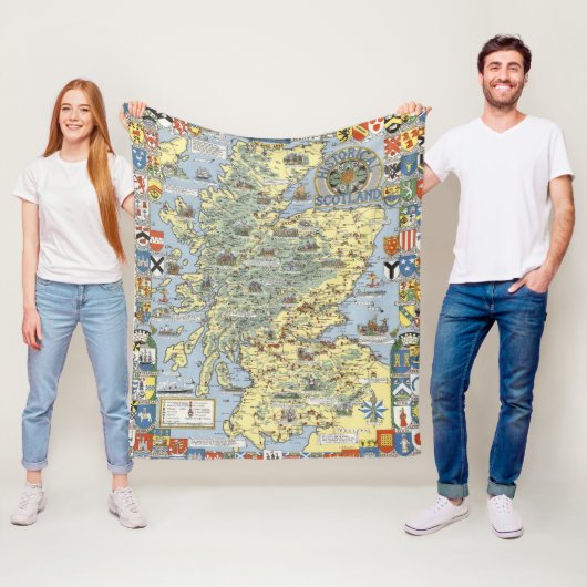 Kaart van historisch Schotland Fleece Deken (In situ)
