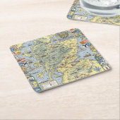 Kaart van historisch Schotland Kartonnen Onderzetters (Schuin)