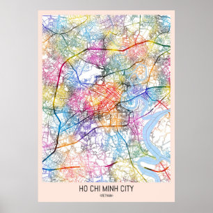 Kaart van Ho Chi Minh City Vietnam Poster