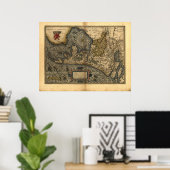 Kaart van Holland 1570 - Abraham Ortelius Poster (Thuiskantoor)