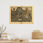 Kaart van Holland 1570 - Abraham Ortelius Poster (Keuken)