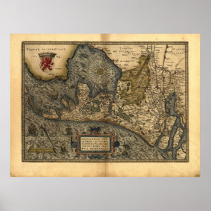 Kaart van Holland 1570 - Abraham Ortelius Poster