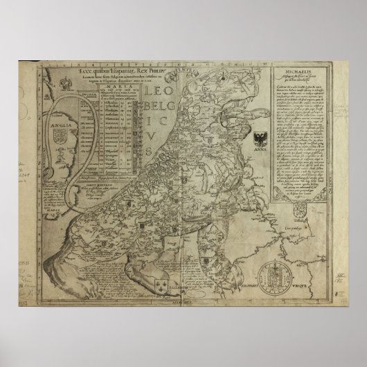 Kaart van Holland 1583 - Leo Belgicus Poster (Voorkant)