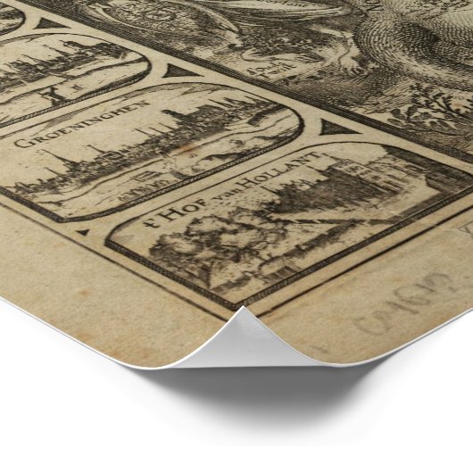 Kaart van Holland 1609 - Claes Jansz Visscher Poster (Hoek)