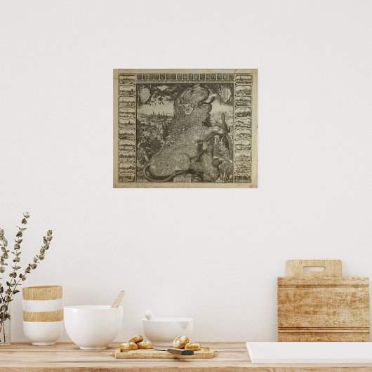 Kaart van Holland 1609 - Claes Jansz Visscher Poster (Keuken)