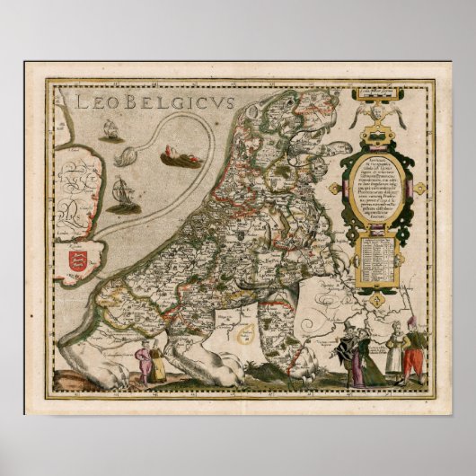 Kaart van Holland 1617 - Leo Belgicus Poster (Voorkant)