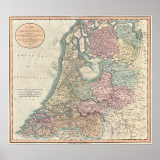Kaart van Holland 1799 - van John Cary Poster
