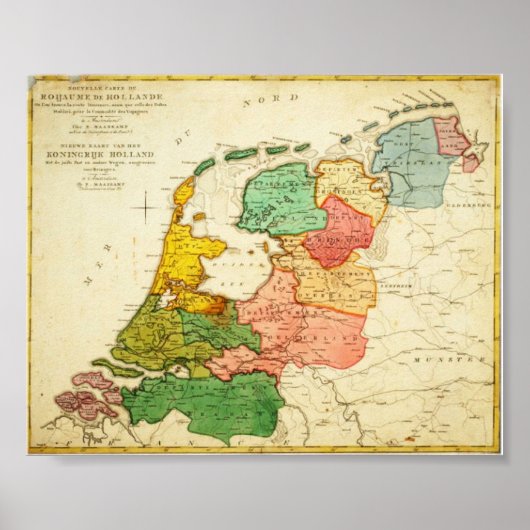 Kaart van Holland 1809 - Koninkrijk Holland Poster (Voorkant)