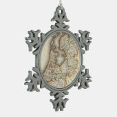  kaart van Holland (1817) Tin Sneeuwvlok Ornament (Links)