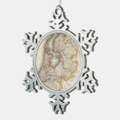  kaart van Holland (1817) Tin Sneeuwvlok Ornament (Rechts)