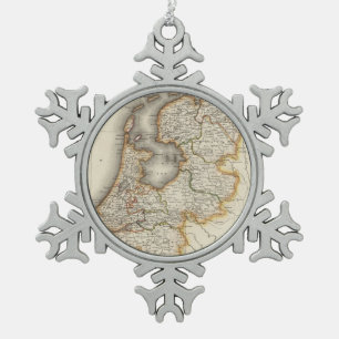  kaart van Holland (1817) Tin Sneeuwvlok Ornament