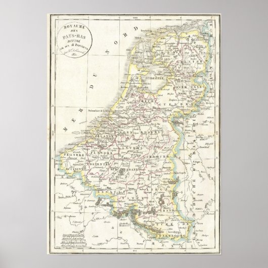 Kaart van Holland 1832 - Delamarche Poster (Voorkant)