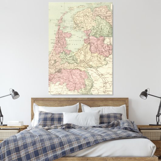  kaart van Holland (1873) Canvas Afdruk (Insitu (Slaapkamer))