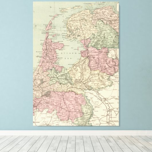  kaart van Holland (1873) Canvas Afdruk (Insitu (Houten vloer))